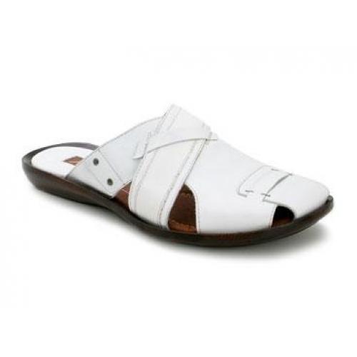 Bacco Bucci "Teemu" White Genuine Soft Italian Calfskin Sandals